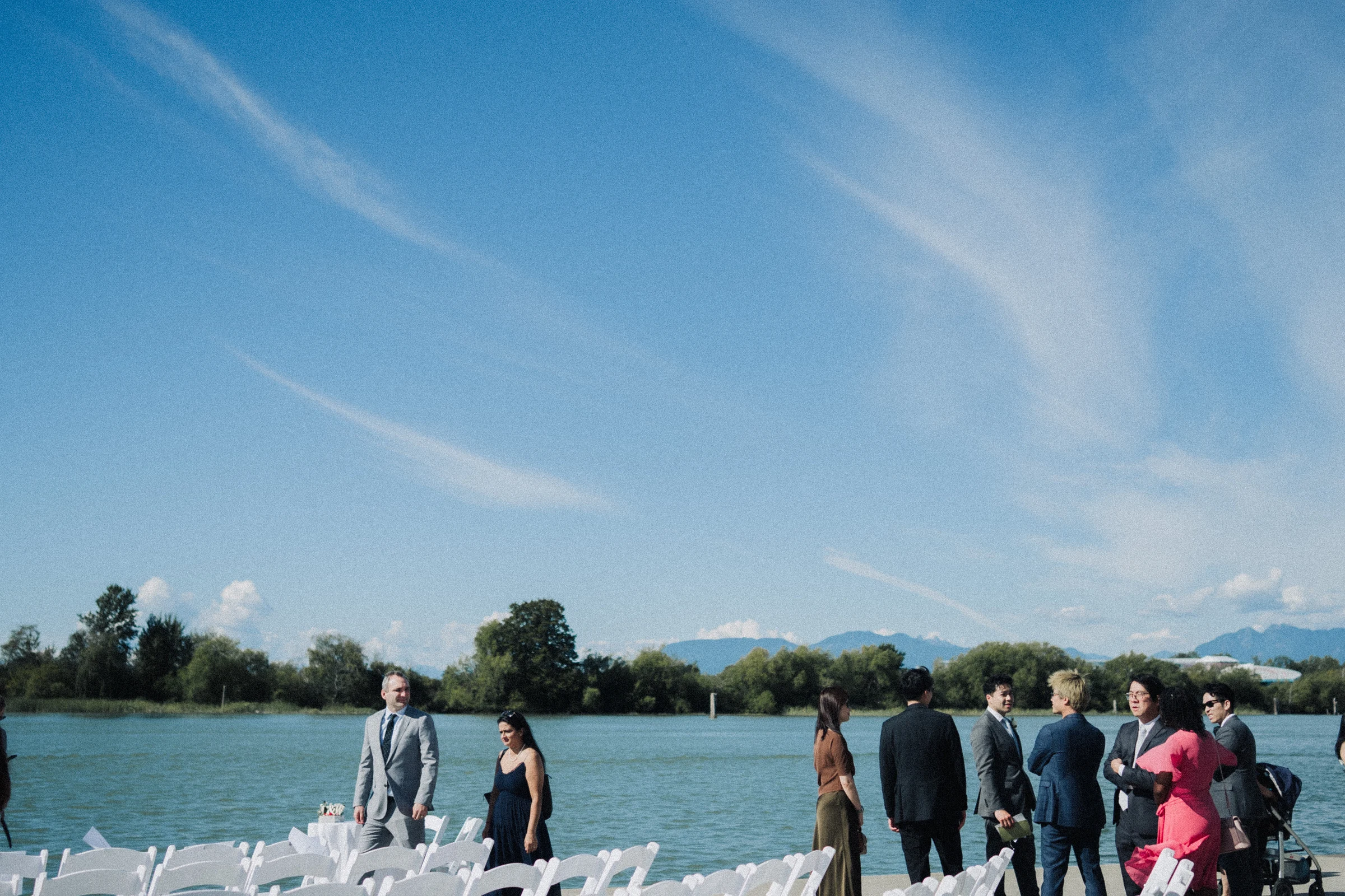 Guests beginning to take their seats on the waterfront ceremony deck.